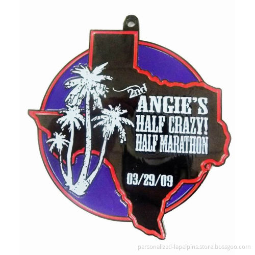 Big Logo Pendant, Glass Paint, Black Nickel Plated Custom Metal Craft Th-237